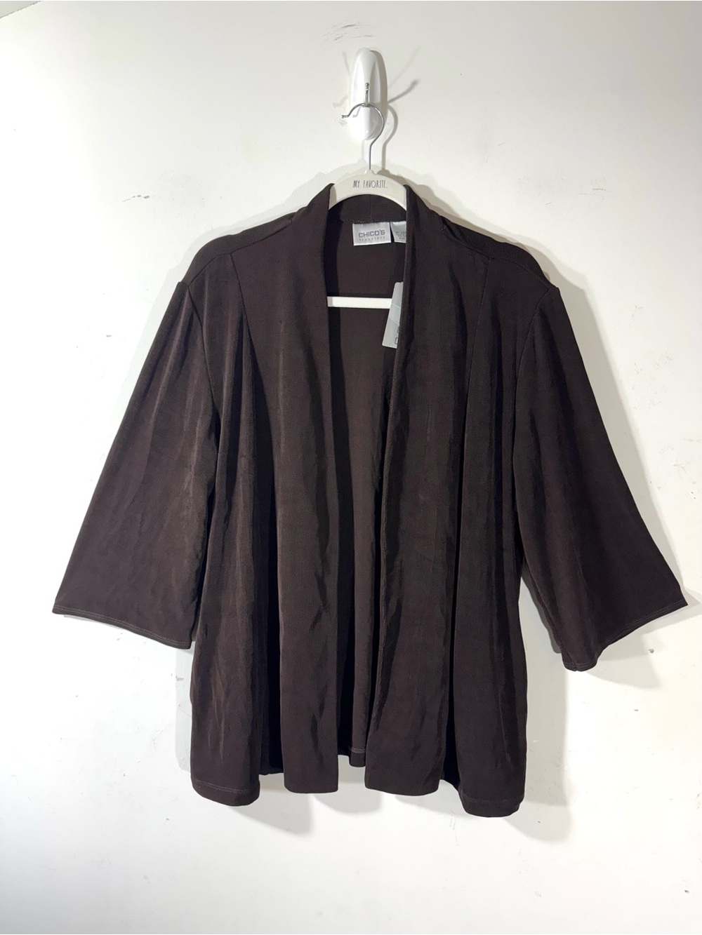 Chico's Travelers Mea Open Cardigan XL chocolate chip brown NWT